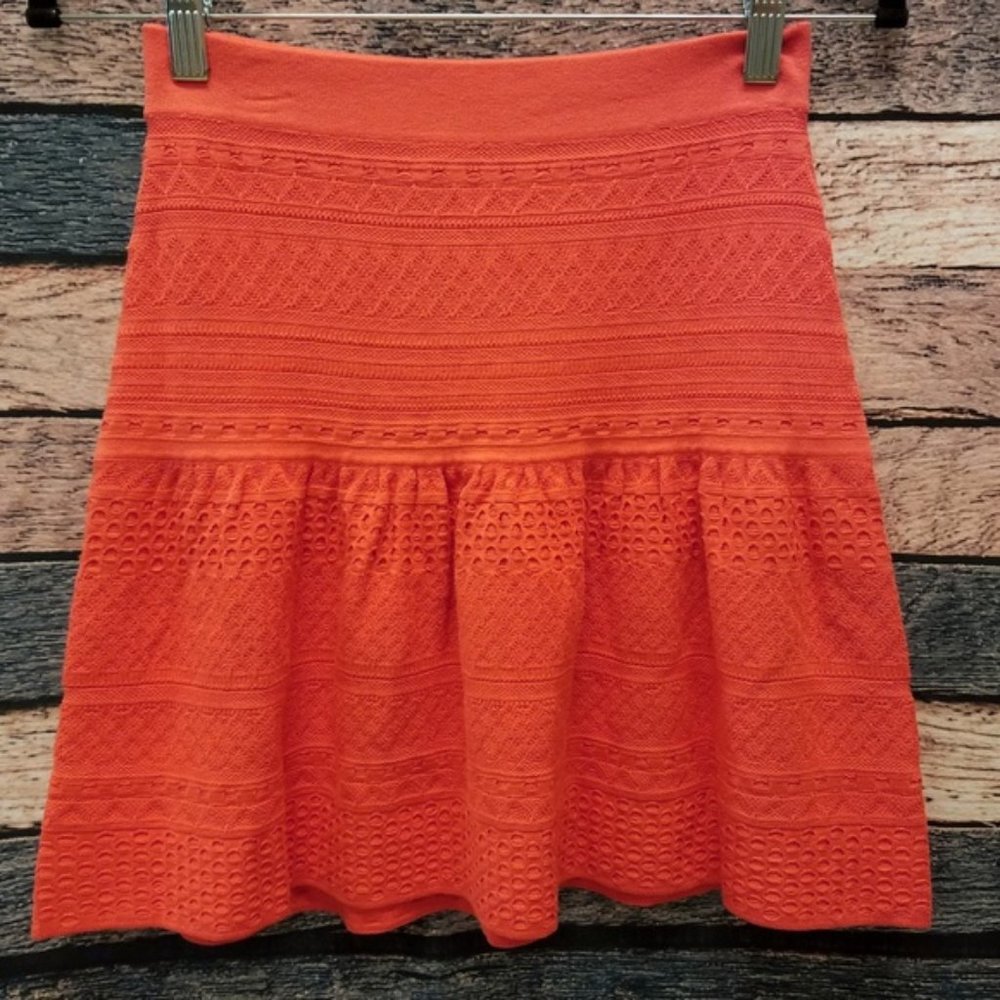 Anea Pointelle Peplum Skirt in Coral Ambrosia